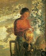 Anna Ancher to smapiger far undervisning i syning china oil painting reproduction